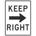 National Marker Co NMC Traffic Sign, Keep Right Arrow Graphic, 24in x 18in, White TM530J